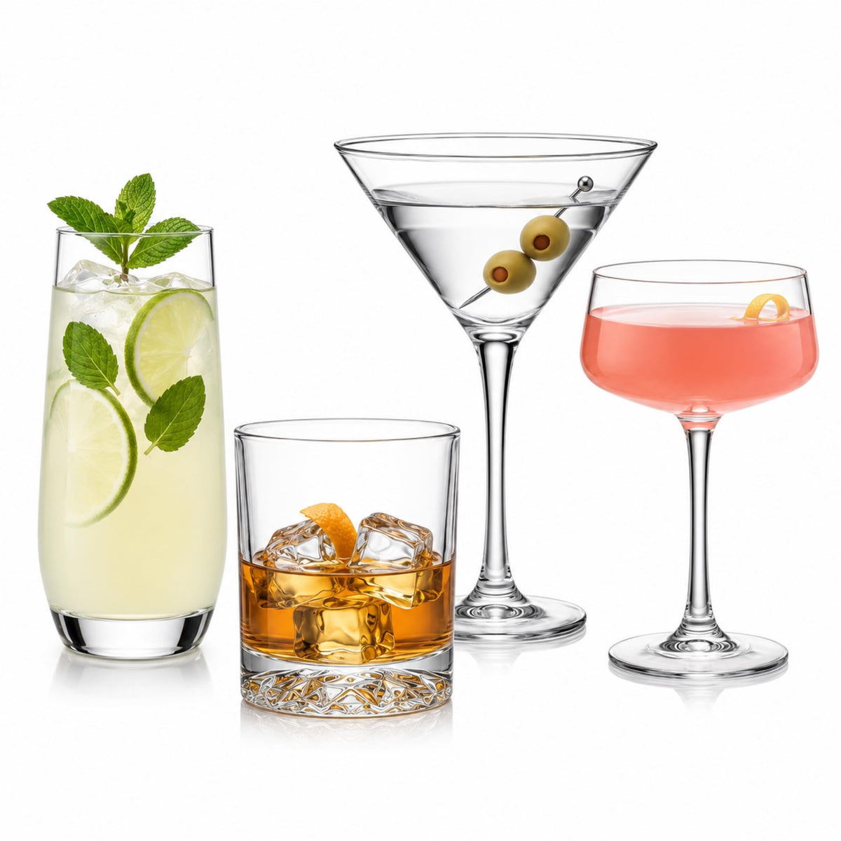 LemonRoad 6 Set Cocktail Glasses Mixed Drinkware,6-piece Variety Set