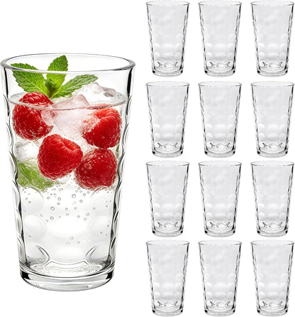 Mapoxy 16 Oz Vintage Hobnail Highball Glass Cups, 12 Pack