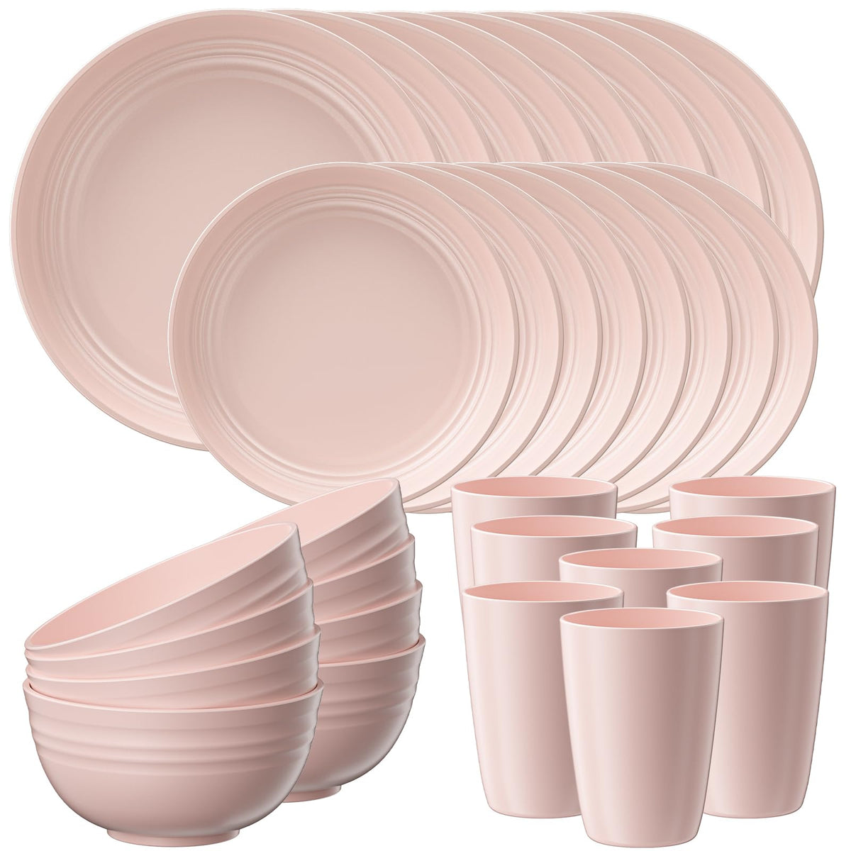 Quatish 24 Piece Plates and Bowl Set for 6, Dinnerware Dish Set for Kitchen