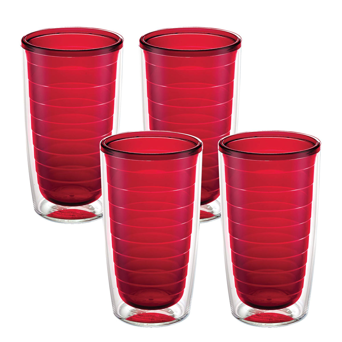 Tervis Clear & Colorful Tabletop Made in USA Double Walled Insulated Tumbler Travel Cup Keeps Drinks Cold & Hot, 16oz - 4pk, Clear