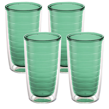 Tervis Clear & Colorful Tabletop Made in USA Double Walled Insulated Tumbler Travel Cup Keeps Drinks Cold & Hot, 16oz - 4pk, Clear