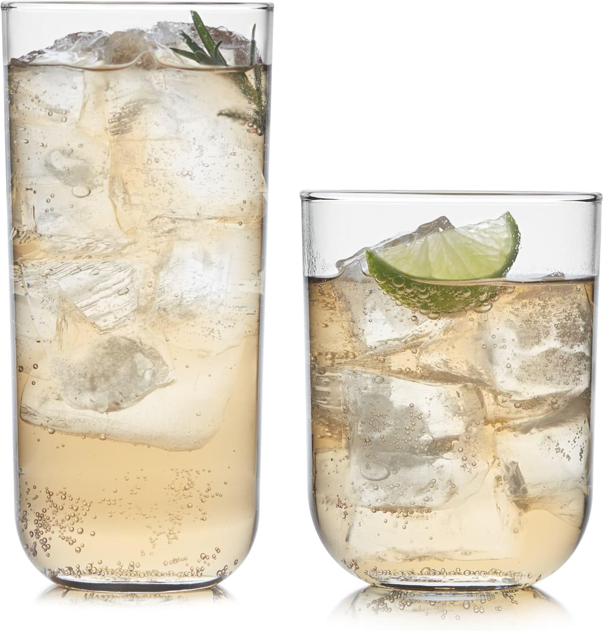 Libbey Polaris Axis Tumbler & Rocks Drinking Glasses Set of 16, Glass Cups