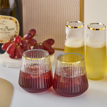 56 Pack Plastic Wine Glasses Champagne Flutes, 32 Pcs 9 OZ & 24 Pcs 14 OZ