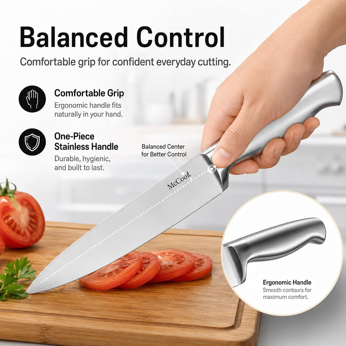McCook Kitchen Knife Set 15PC Knife Block Set w Built-in Sharpener