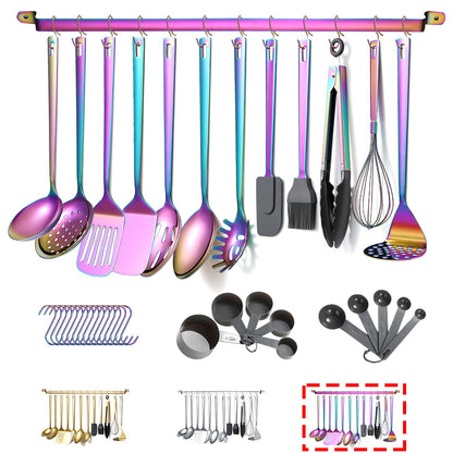 Gold Cooking Utensils Set, Kyraton Stainless Steel 37 Pieces Kitchen Utensils Set with Titanium Gold Plating, Kitchen Gadgets Tool Set with Utensils Racks Heat Resistant Dishwasher Safe