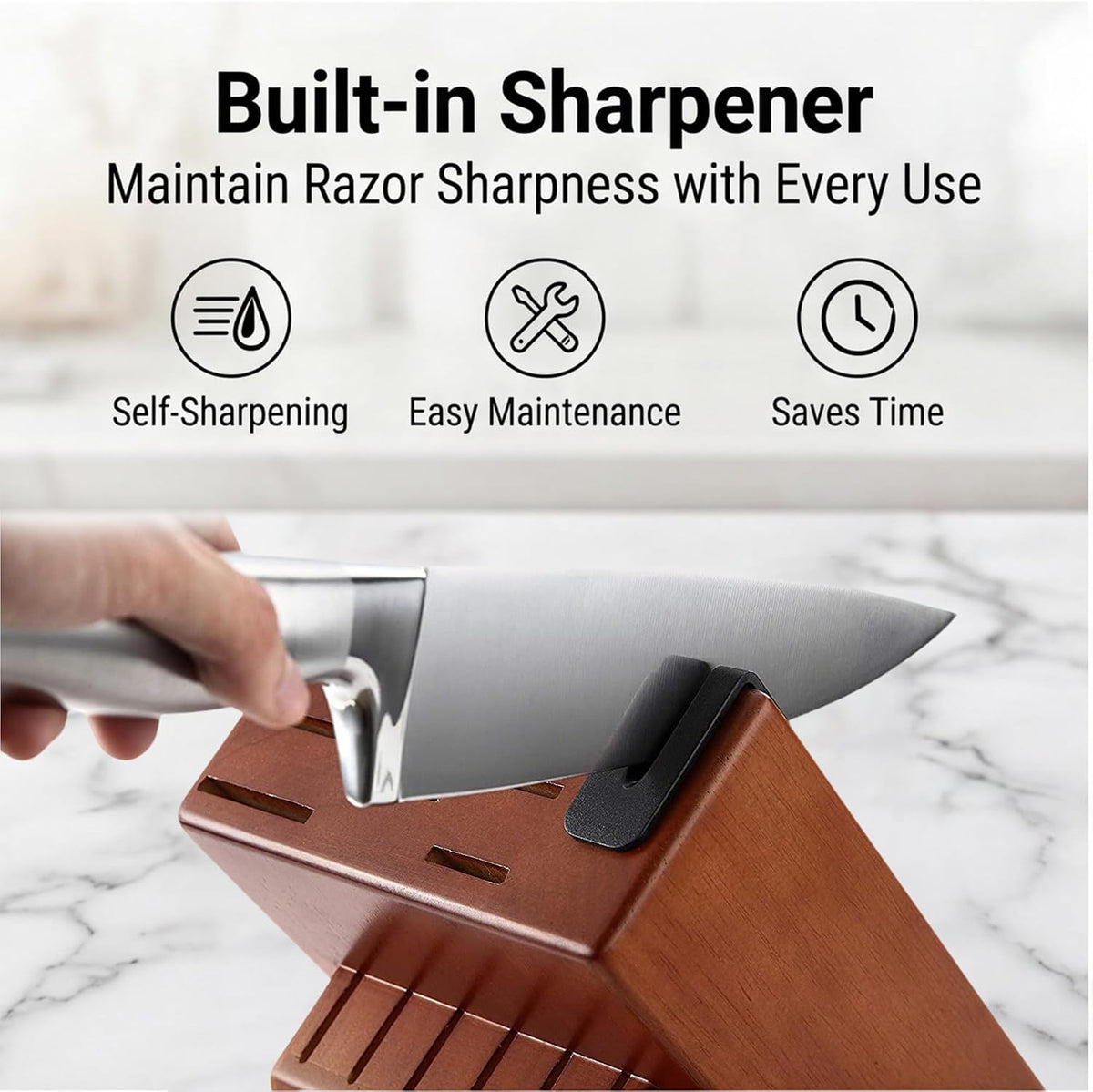 McCook Kitchen Knife Set 15PC Knife Block Set w Built-in Sharpener
