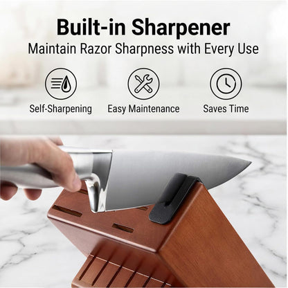 McCook Kitchen Knife Set 15PC Knife Block Set w Built-in Sharpener