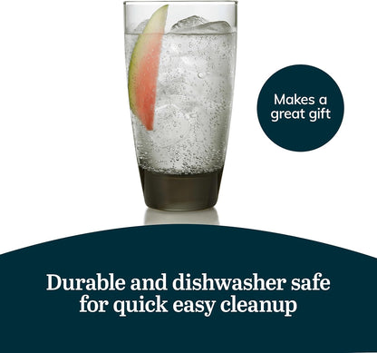 Libbey Classic Smoke Tumbler Glasses, Classy, Timeless Drinkware Set of 12, 18 Oz, Dishwasher Safe Drinking Cooler Glasses for Special Occasions