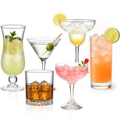 LemonRoad 6 Set Cocktail Glasses Mixed Drinkware,6-piece Variety Set
