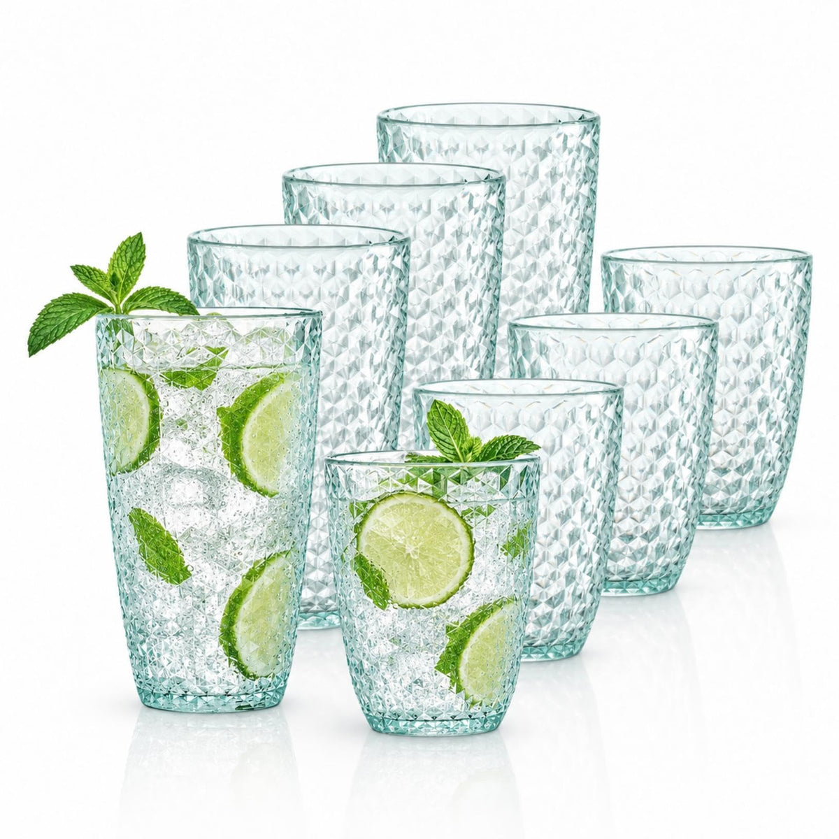 BELLAFORTE Shatterproof Plastic Tumbler Set – Laguna Beach 19oz Tall & 12oz Short Drinking Glasses – Unbreakable Stackable Drinkware for Indoor Outdoor, Dishwasher Safe, BPA Free (Clear, 12)