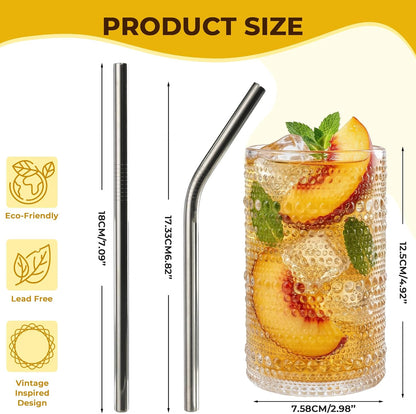 CycleMore Set of 12 Drinking Glasses, Clear 12 oz & 10 oz Cocktail Cups