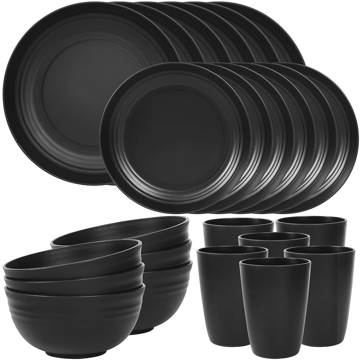 Quatish 24 Piece Plates and Bowl Set for 6, Dinnerware Dish Set for Kitchen