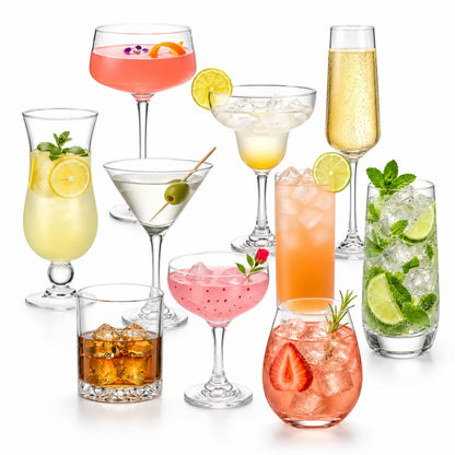 LemonRoad 6 Set Cocktail Glasses Mixed Drinkware,6-piece Variety Set