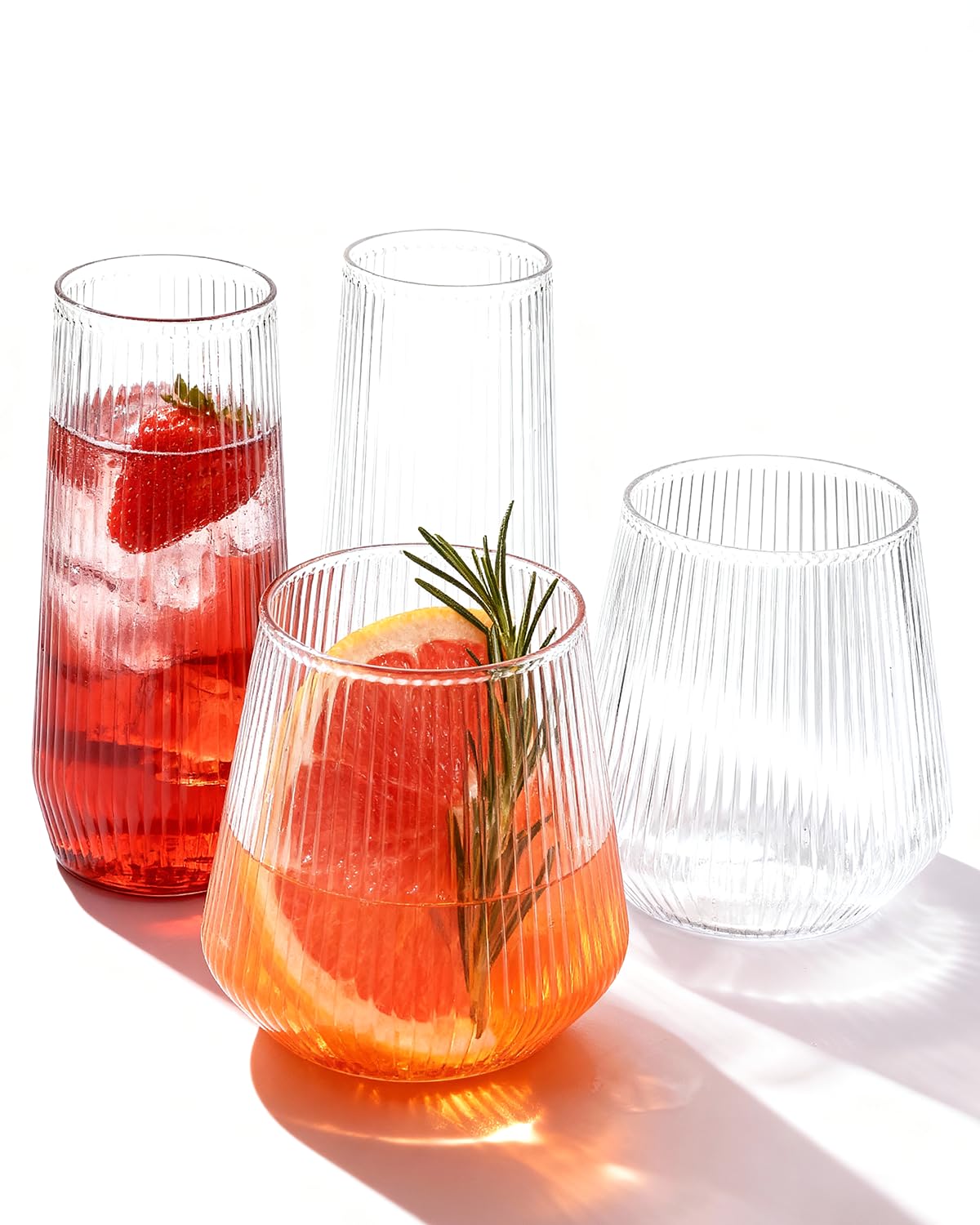 BESTSTAR 48Pack Gold Rim Disposable Ribbed Origami Ripple Plastic Glasses