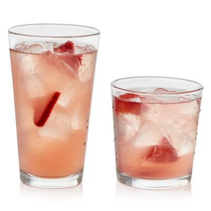 Libbey Province Tumbler & Rocks Drinking Glasses Set of 16, Tall Glass Cups
