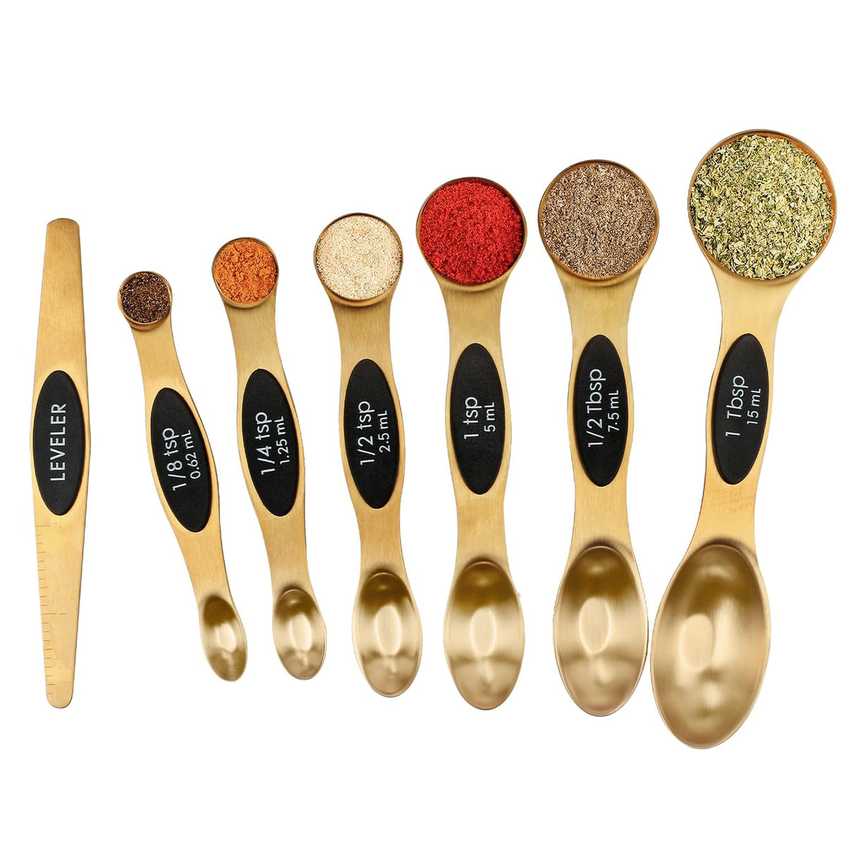 Magnetic Measuring Spoons Set Stainless Steel with Leveler, Stackable Metal Tablespoon Measure Spoon for Baking, Measuring Cups and Spoon Set Kitchen Gadgets Apartment Essentials Fits in Spice Jars