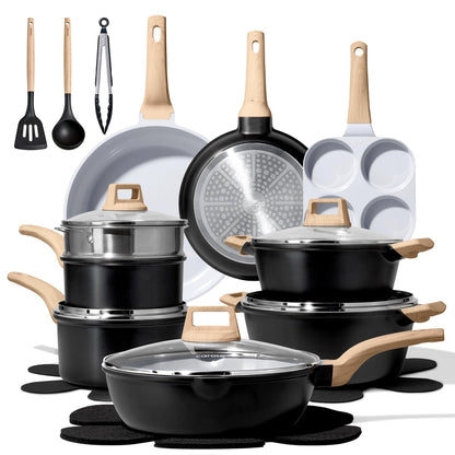 CAROTE 21pcs Pots and Pans Set, Nonstick Cookware Sets, with Egg Pan