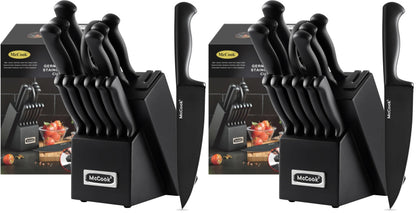 McCook Kitchen Knife Set 15PC Knife Block Set w Built-in Sharpener