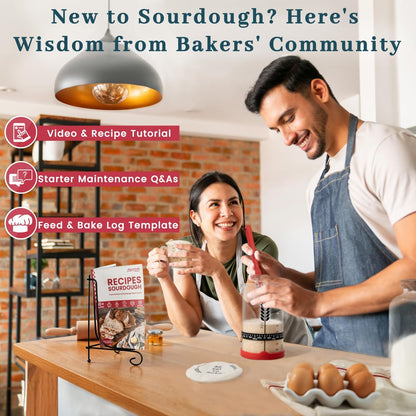 Ayerphalo 38oz Glass Sourdough Starter Jar Kit for Beginners with Guidebook