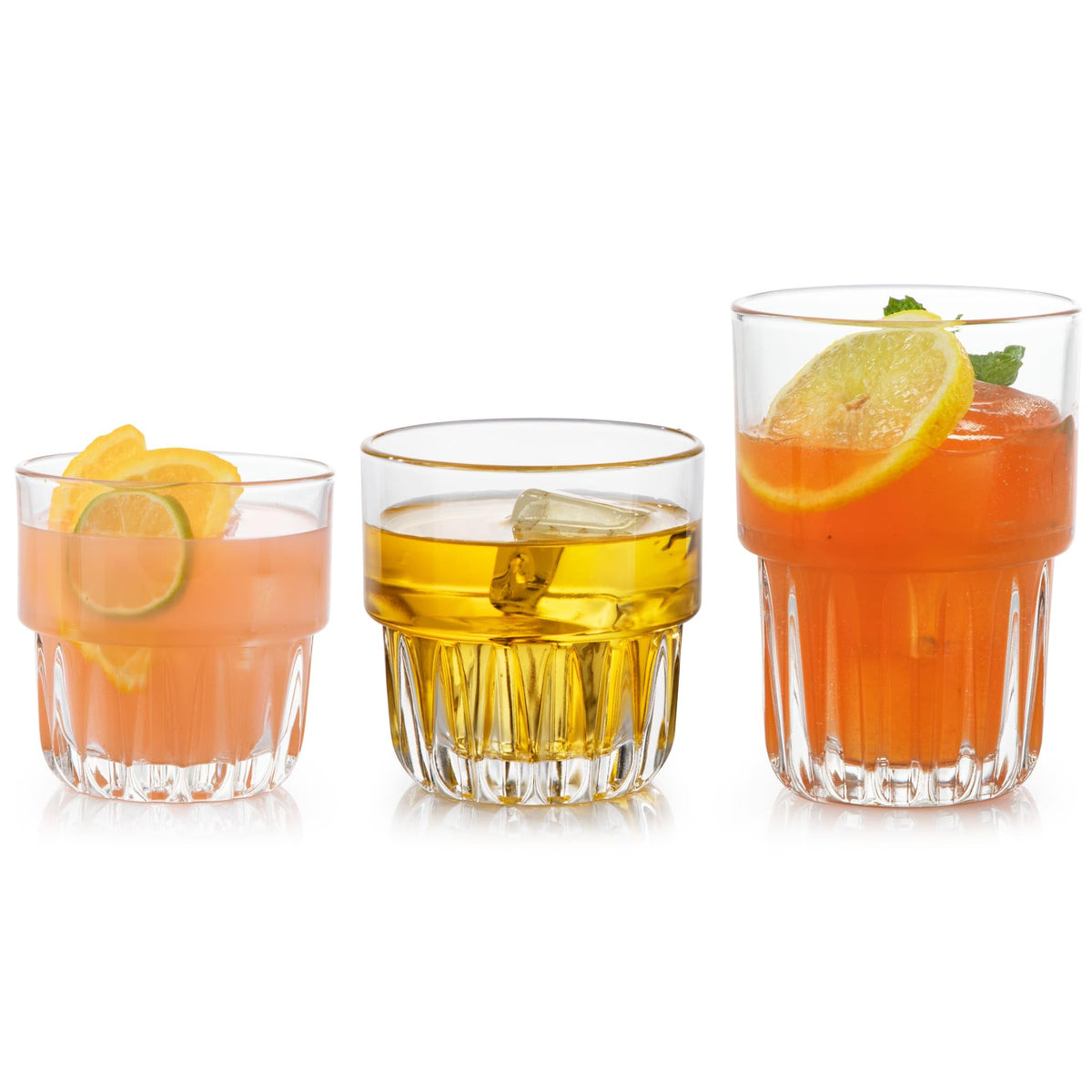 Libbey Province Tumbler & Rocks Drinking Glasses Set of 16, Tall Glass Cups