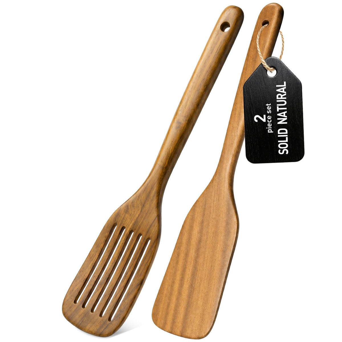 Wooden Spoons for Cooking - 8-Piece Wooden Kitchen Utensil Set made of Natural Solid Wood Material-Includes Spoons,Spatulas,Ladles,Mixing Spoon and Utensil Holder,Holiday Gifts(A08)
