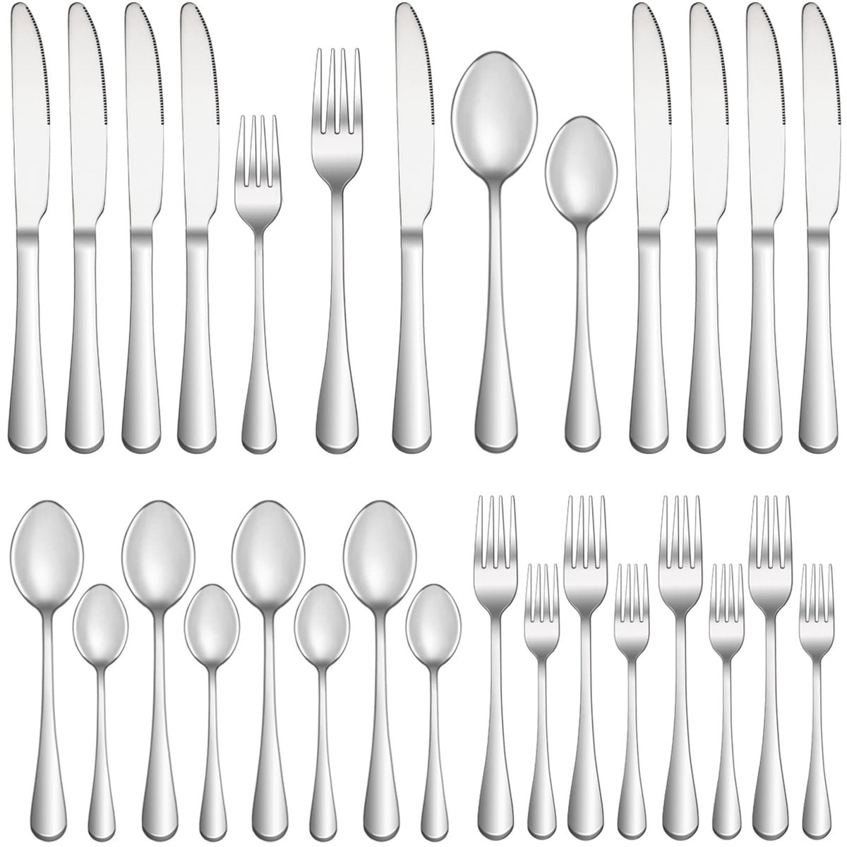20 Piece Silverware Set Service for 4,Premium Stainless Steel Flatware Set,Mirror Polished Cutlery Utensil Set,Durable Home Kitchen Eating Tableware Set,Include Fork Knife Spoon Set,Dishwasher Safe