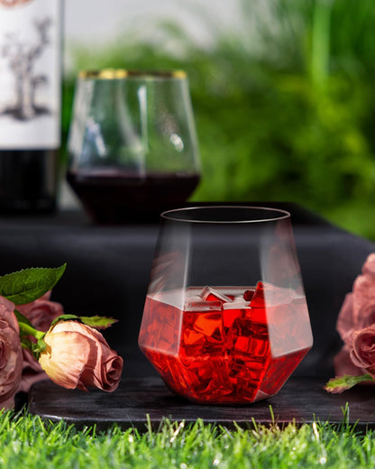 BESTSTAR 40 PCS Clear 12 Oz Diamond Plastic Wine Whiskey Glasses