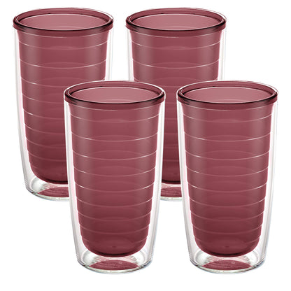 Tervis Clear & Colorful Tabletop Made in USA Double Walled Insulated Tumbler Travel Cup Keeps Drinks Cold & Hot, 16oz - 4pk, Clear