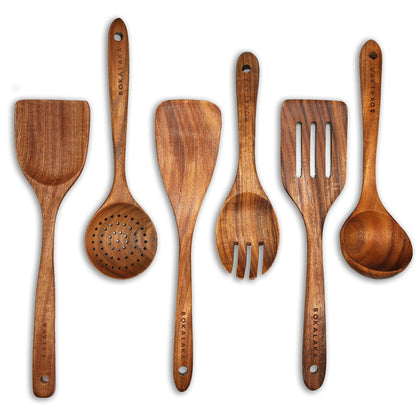 Wooden Spoons for Cooking,10 Pcs Natural Teak Wooden Kitchen Utensils Set Wooden Utensils for Cooking Wooden Cooking Utensils Wooden Spatulas for Cooking (10)