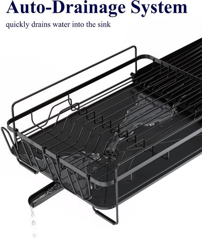 Kitsure Extendable Dish Drying Rack, 19.2"-26.7" L x 12.9" W, Black