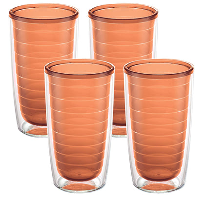 Tervis Clear & Colorful Tabletop Made in USA Double Walled Insulated Tumbler Travel Cup Keeps Drinks Cold & Hot, 16oz - 4pk, Clear