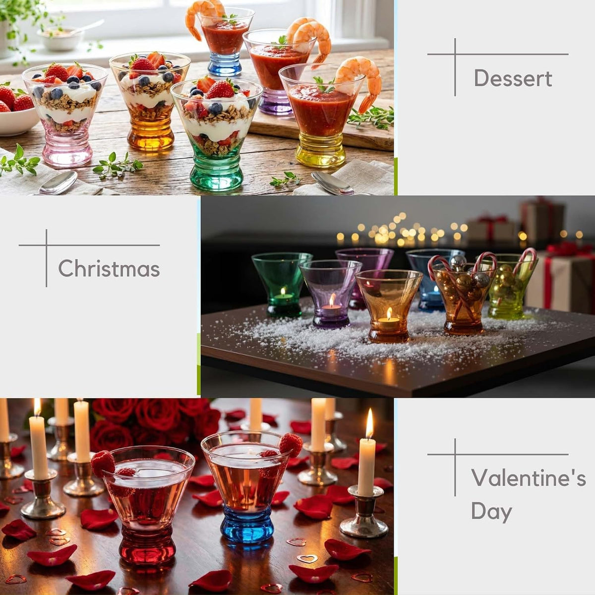 ColoVie Stemless Martini Glasses Set of 6, Colored Cocktail Cups, Home Bar