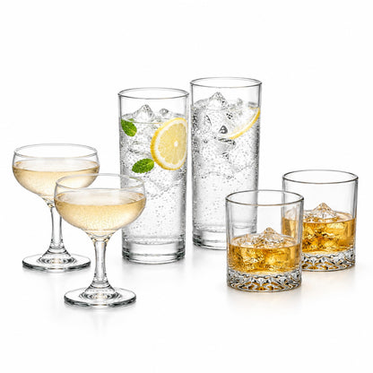 LemonRoad 6 Set Cocktail Glasses Mixed Drinkware,6-piece Variety Set
