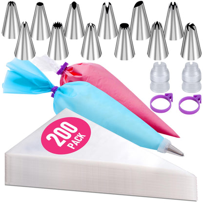 Piping Bags and Tips Set, 100Pcs 12 Inch Pastry Bags, Icing Bags Disposable