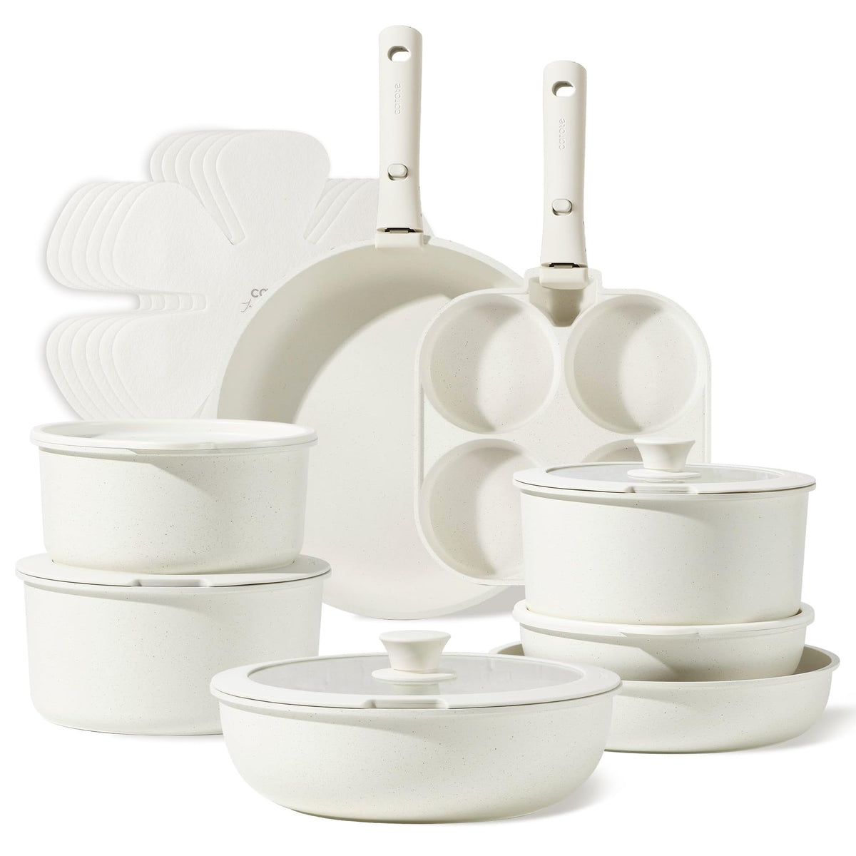 CAROTE 19pcs Pots and Pans Set Non Stick, Detachable Handle Cookware