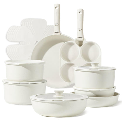 CAROTE 19pcs Pots and Pans Set Non Stick, Detachable Handle Cookware