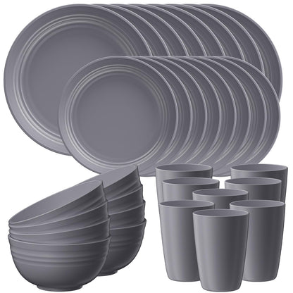 Quatish 24 Piece Plates and Bowl Set for 6, Dinnerware Dish Set for Kitchen