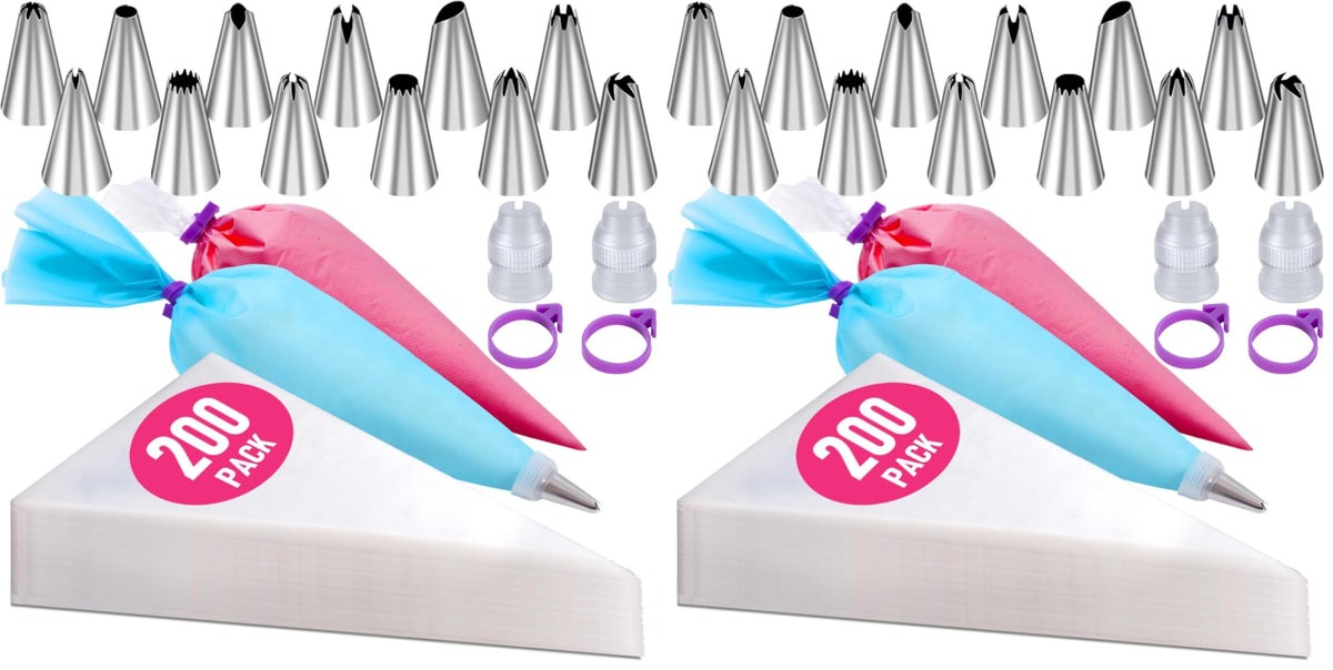 Piping Bags and Tips Set, 100Pcs 12 Inch Pastry Bags, Icing Bags Disposable
