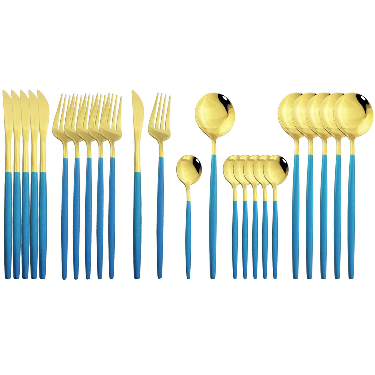 JASHII 24 Pieces 304 Stainless Steel Rose Cutlery Set Home Kitchen Silverware Set, Mirror Polished, Knife/Fork/Spoon, Modern Elegant Silverware Set for Party, Christmas