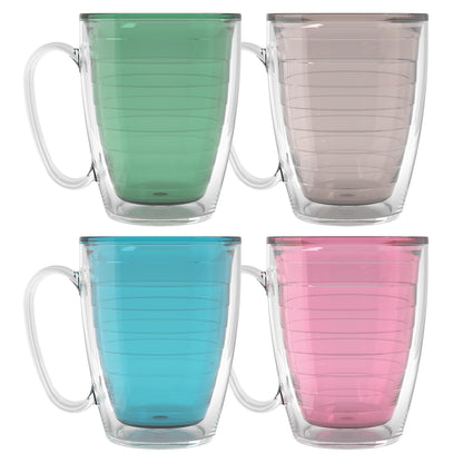 Tervis Clear & Colorful Tabletop Made in USA Double Walled Insulated Tumbler Travel Cup Keeps Drinks Cold & Hot, 16oz - 4pk, Clear