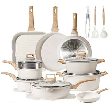 CAROTE 21pcs Pots and Pans Set, Nonstick Cookware Sets, with Egg Pan
