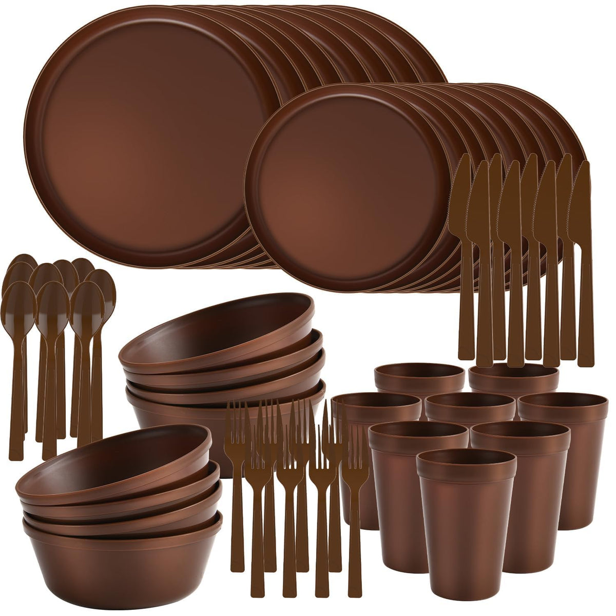 Plates and Bowls Sets, Plastic Kitchen Dinnerware Sets, Serves 8