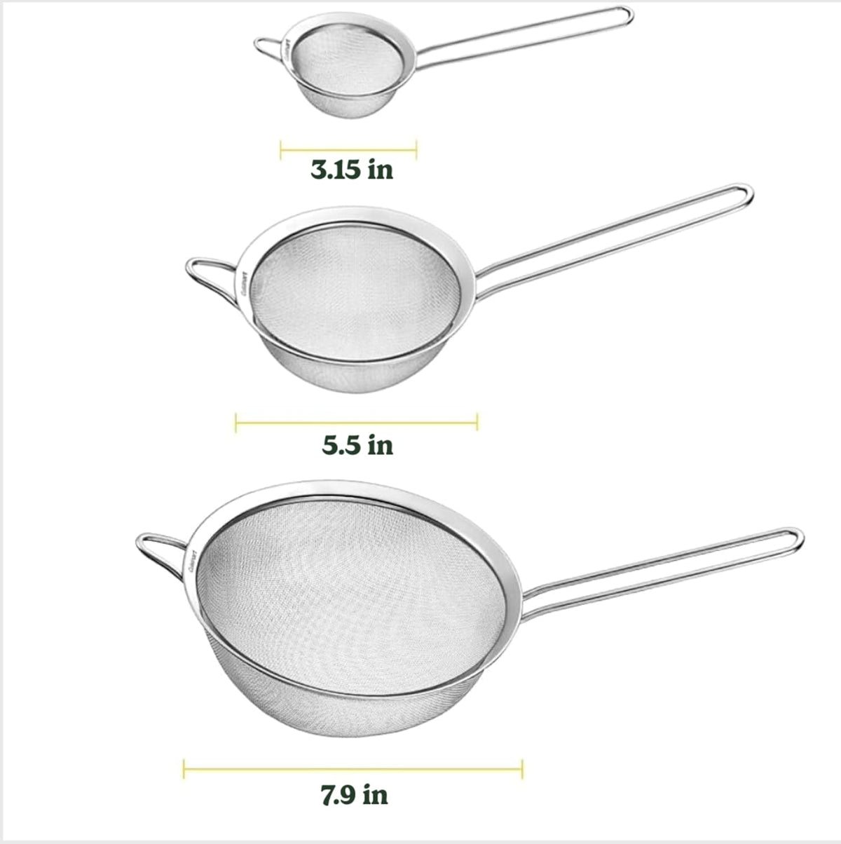 Cuisinart Mesh Strainers, Stainless Steel, Dishwasher Safe, 3-Count