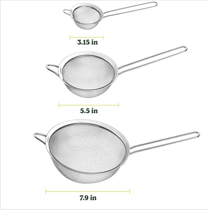 Cuisinart Mesh Strainers, Stainless Steel, Dishwasher Safe, 3-Count