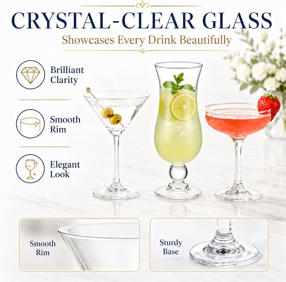 LemonRoad 6 Set Cocktail Glasses Mixed Drinkware,6-piece Variety Set