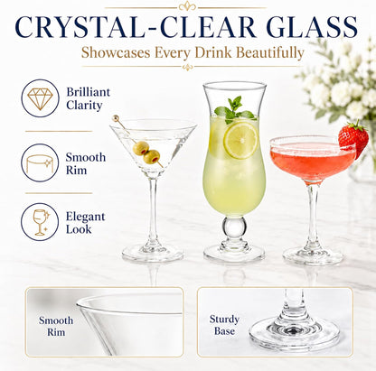 LemonRoad 6 Set Cocktail Glasses Mixed Drinkware,6-piece Variety Set