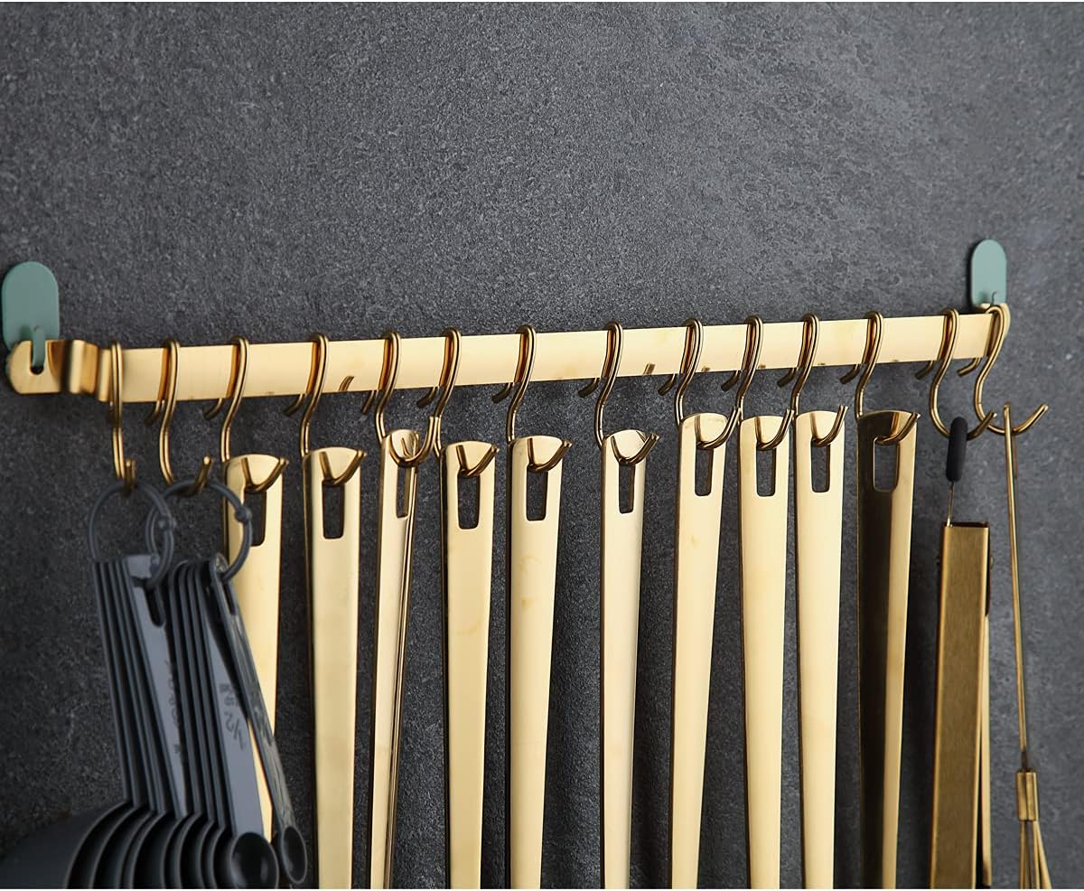 Gold Cooking Utensils Set, Kyraton Stainless Steel 37 Pieces Kitchen Utensils Set with Titanium Gold Plating, Kitchen Gadgets Tool Set with Utensils Racks Heat Resistant Dishwasher Safe