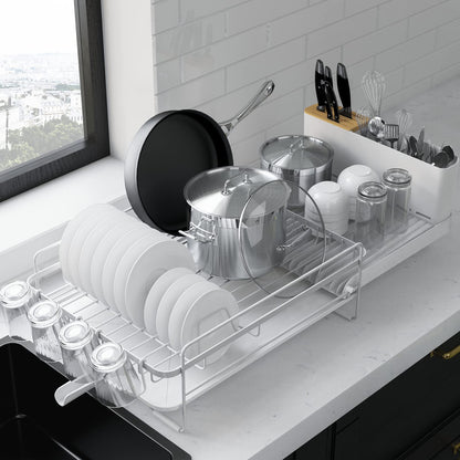 Kitsure Extendable Dish Drying Rack, 19.2"-26.7" L x 12.9" W, Black