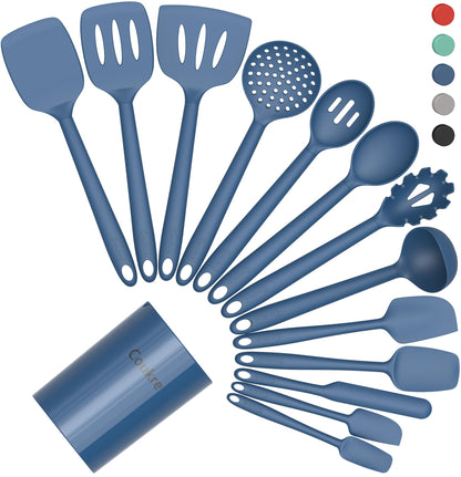 Coukre Silicone Kitchen Cooking Utensils Set, Heat Resistant, 14-Piece