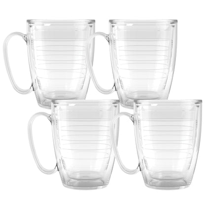 Tervis Clear & Colorful Tabletop Made in USA Double Walled Insulated Tumbler Travel Cup Keeps Drinks Cold & Hot, 16oz - 4pk, Clear